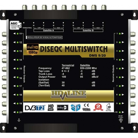 HD-LINE PRO MULTISWITCH 9/20 - 2SAT - 1TER / 20DEMOS 