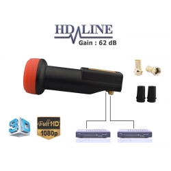 HD-LINE BLACK PREMIUM LNB TWIN 62db!! 0.1dB!! 1 TETE PARABOLE 2 SORTIES - VERSION LONGUE