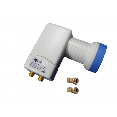 thumbnail interactive-video image 1 of Golden Media GM-202 Ultra High Gain KU Band Twin LNB – 2 Output, Universal, 0.1dB Stability With PLL Crystal – Fits Offset Dishes (40mm Collar) 1 of 2